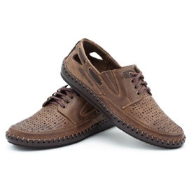 Polbut Mocasines de hombre calados J69L marrón 2