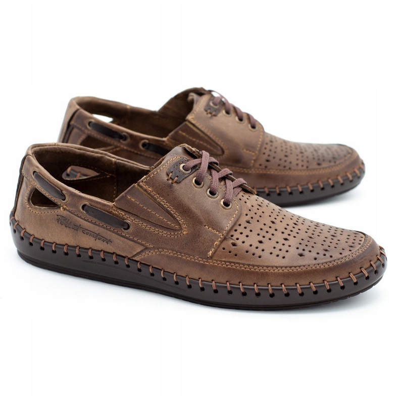 Polbut Mocasines de hombre calados J69L marrón 3