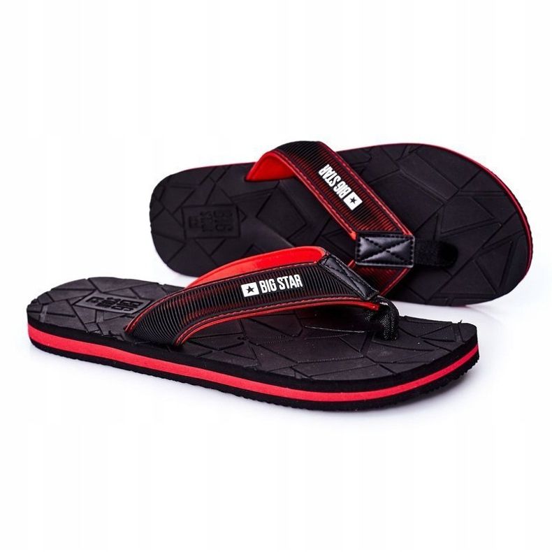 Chanclas negras para hombre Big Star HH174820 negro rojo 1