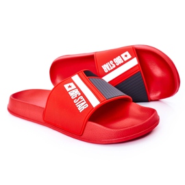 Pantuflas rojas Big Star HH174835 para hombre rojo 4