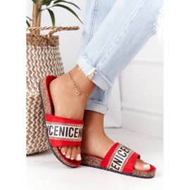 Chanclas Rojas De Corcho Con Circonita Be Nice rojo 2