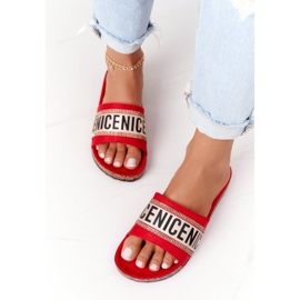 Chanclas Rojas De Corcho Con Circonita Be Nice rojo 1