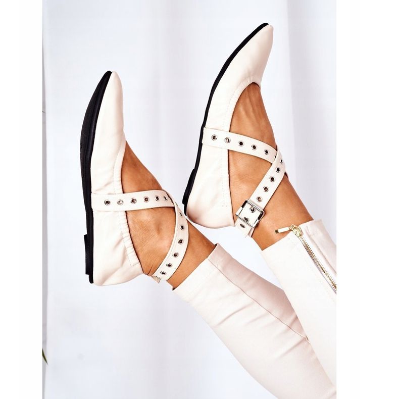 Bailarinas Plegables Piel Lu Boo Beige 1 Bailarinas Plegables Piel Lu Boo Beige 1