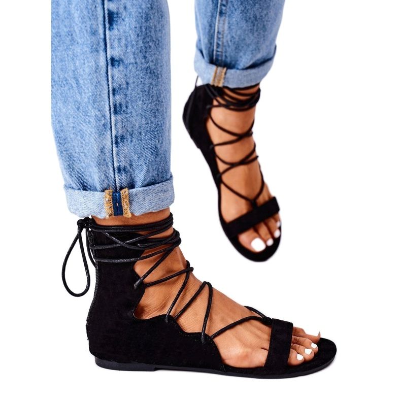 Sandalias romanas Lu Boo negras negro 2