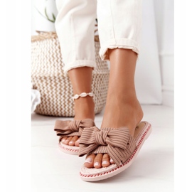PS1 Pantuflas de goma Gabriell marrones con lazo marrón 3