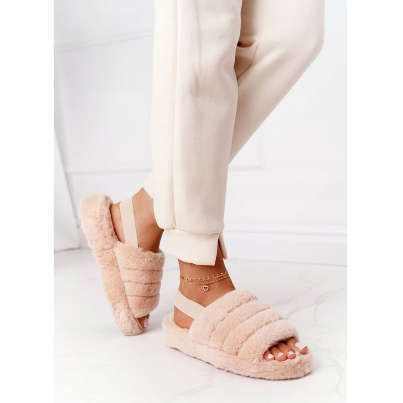 PS1 Pantuflas de piel sobre plataforma de copo de nieve beige 1