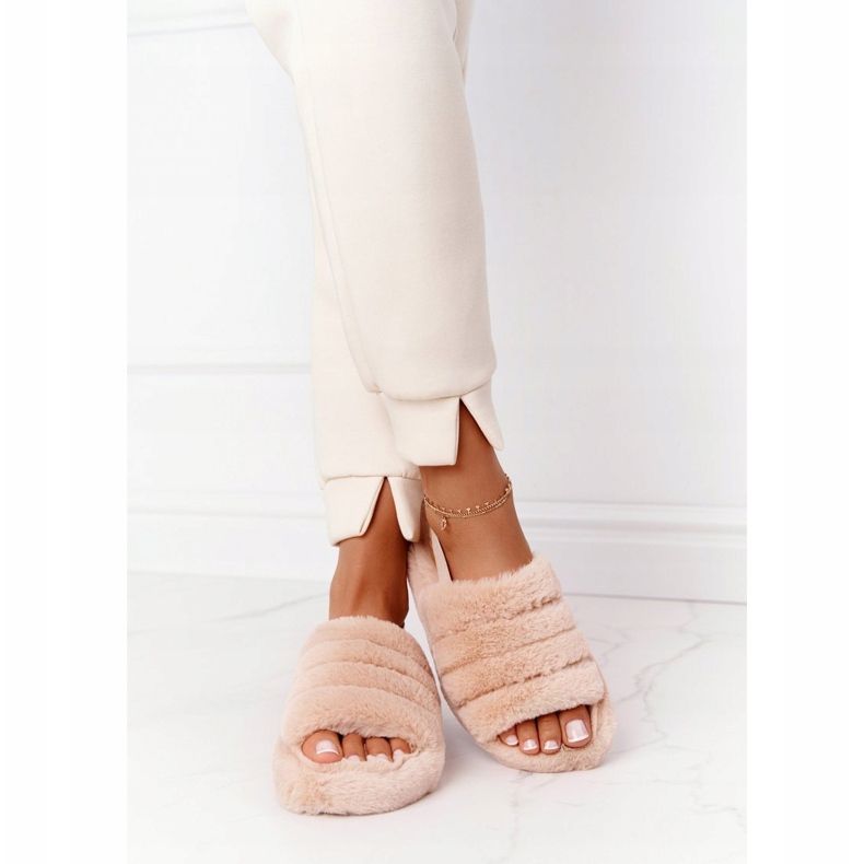 PS1 Pantuflas de piel sobre plataforma de copo de nieve beige 2