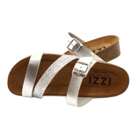 IZZI Inserto de cuero metálico para mujeres de tamaño plata 4