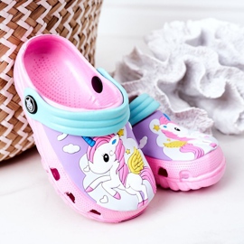 Pantuflas Niños Espuma Crocs Rosa Turquesa Oscar azul rosado 2
