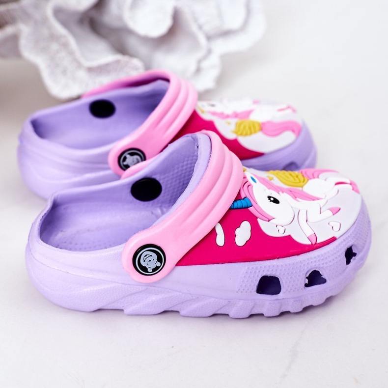 Pantuflas Niños Espuma Crocs Violet Pink Oscar violeta rosado 1