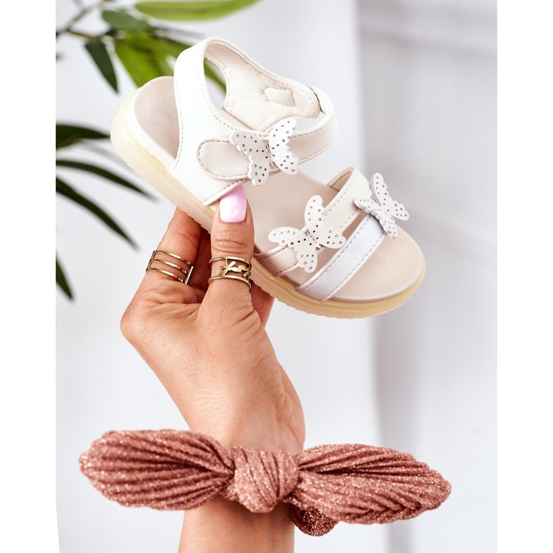 Apawwa Sandalias Infantiles Mariposas Velcro Malvika Blanco 2