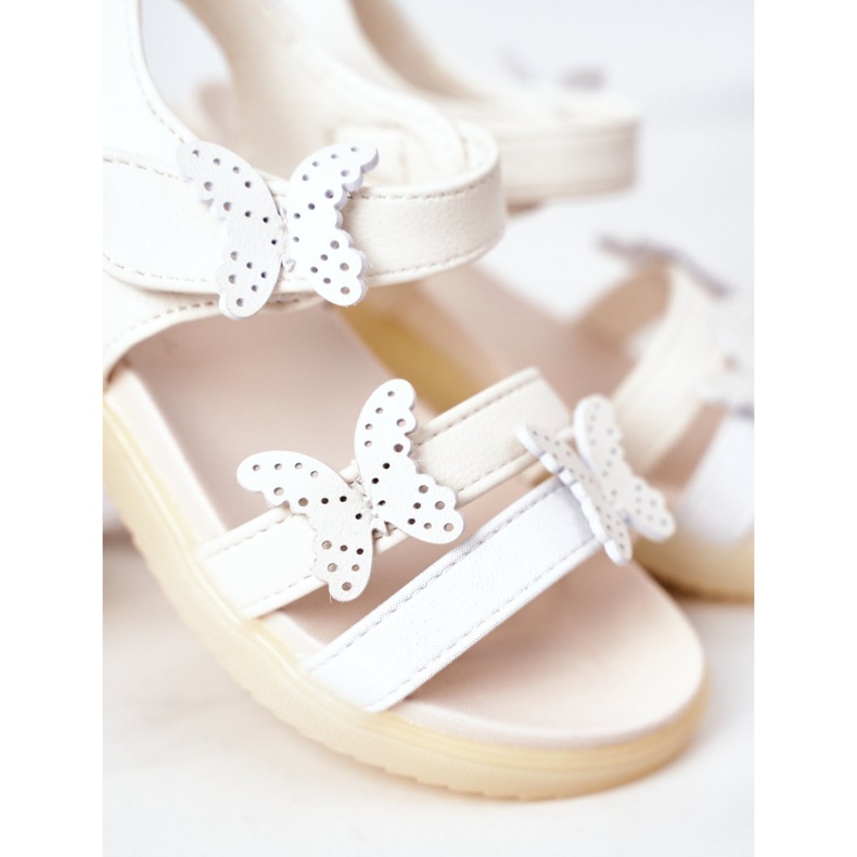 Apawwa Sandalias Infantiles Mariposas Velcro Malvika Blanco 1