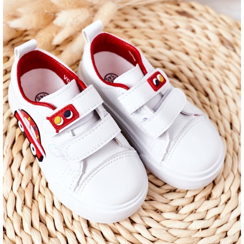 Apawwa Deportivas Infantiles Con Velcro Taxi Blanco y Rojo 1 Apawwa Deportivas Infantiles Con Velcro Taxi Blanco y Rojo 1