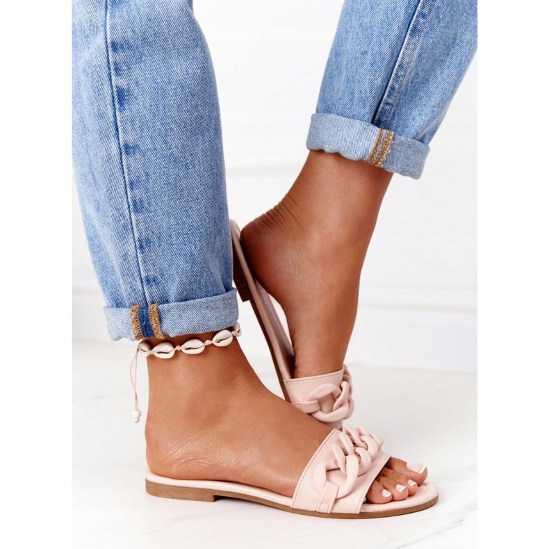 PS1 Pantuflas De Piel Con Cadena Beige Paso A Paso 1 PS1 Pantuflas De Piel Con Cadena Beige Paso A Paso 1