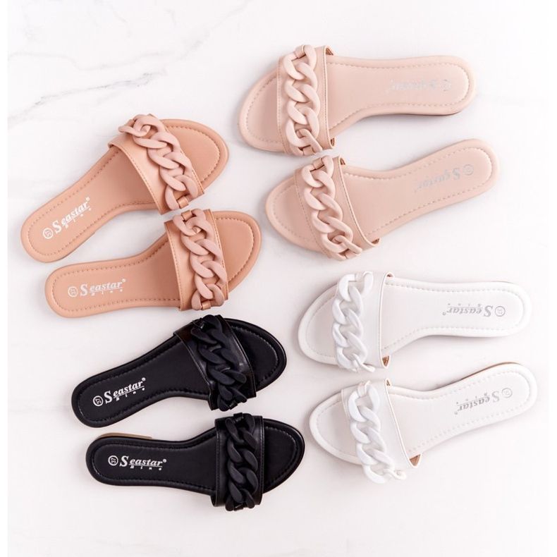 PS1 Pantuflas De Piel Con Cadena Beige Paso A Paso 2 PS1 Pantuflas De Piel Con Cadena Beige Paso A Paso 2