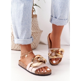 Chanclas beige con cadena beige Last Dance 4