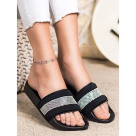 SHELOVET Pantuflas Con Circonita Cúbica negro 1