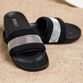 SHELOVET Pantuflas Con Circonita Cúbica negro 2