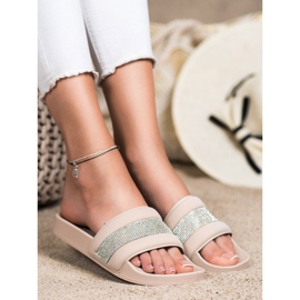 SHELOVET Pantuflas Con Circonita Cúbica beige 3