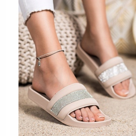 SHELOVET Pantuflas Con Circonita Cúbica beige 1