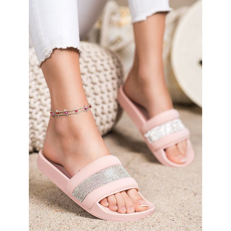 SHELOVET Pantuflas Con Circonita Cúbica rosa 2