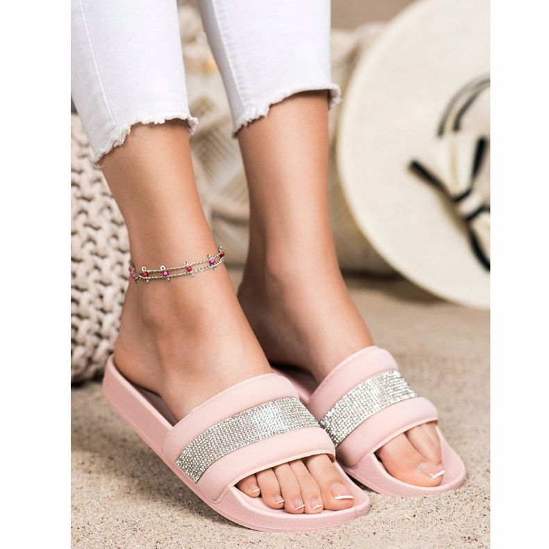 SHELOVET Pantuflas Con Circonita Cúbica rosado 1