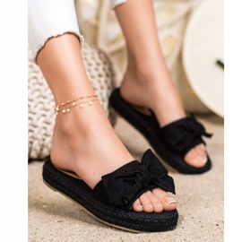 Coura Pantuflas Alpargatas Con Lazo negro 1 Coura Pantuflas Alpargatas Con Lazo negro 1