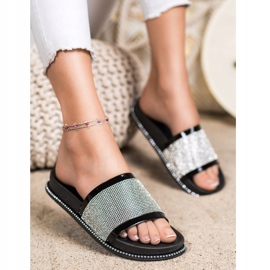 SHELOVET Pantuflas Negras Brillantes negro 1
