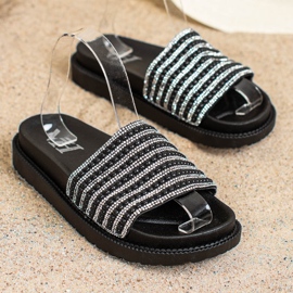 SHELOVET Pantuflas En La Plataforma Con Circonita negro 3