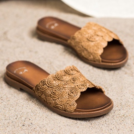 SHELOVET Pantuflas Trenzadas Marrones marrón 2