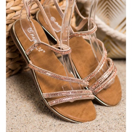 Fama Sandalias planas elegantes marrón dorado 2