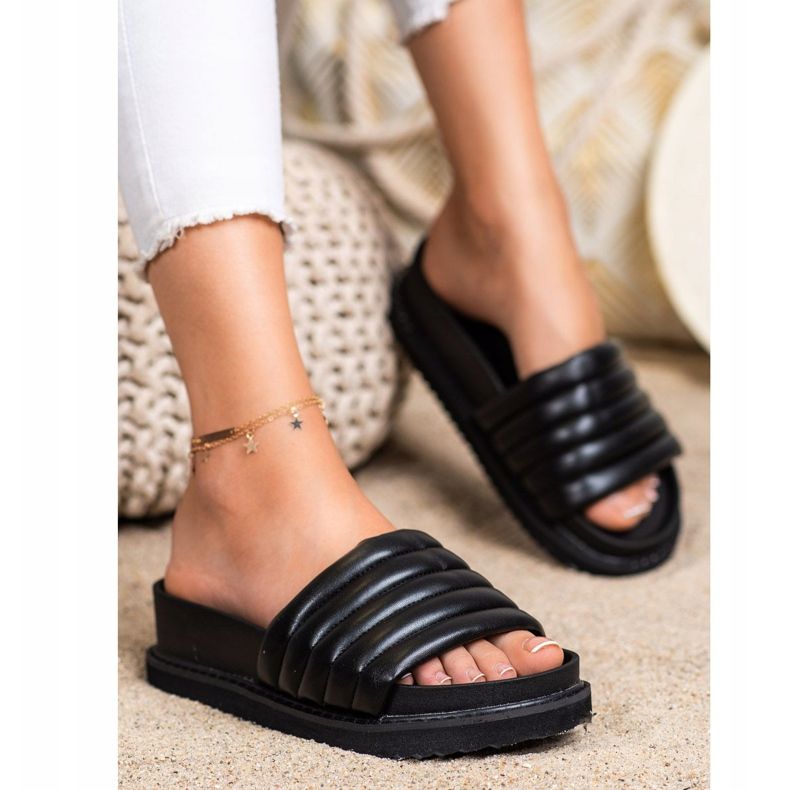 Seastar Pantuflas de Piel Eco Ligera negro 1