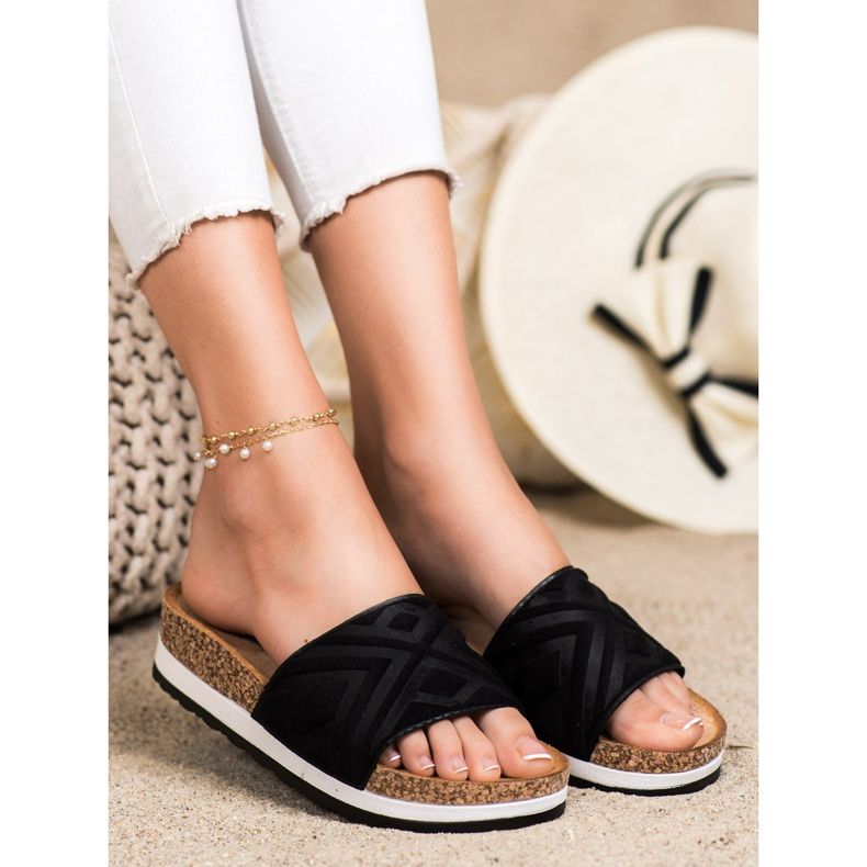 Seastar Pantuflas clásicas de gamuza negro 2