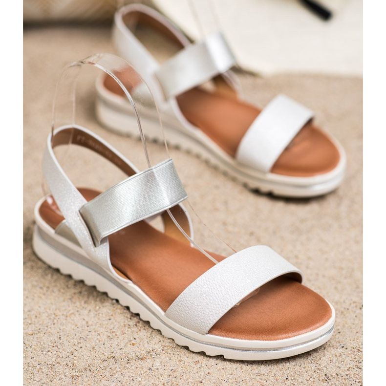 Best Shoes Sandalias sin cordones de moda plata 2