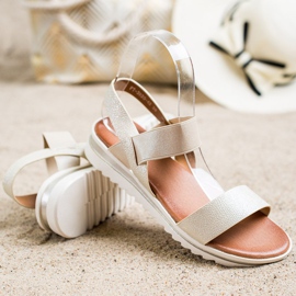 Best Shoes Sandalias sin cordones de moda dorado 1