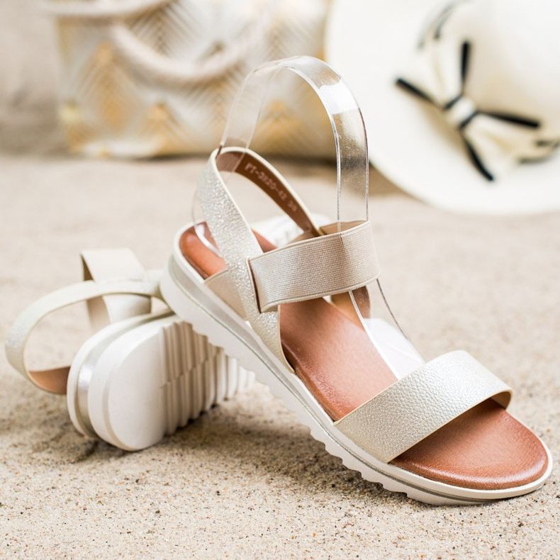 Best Shoes Sandalias sin cordones de moda dorado 1