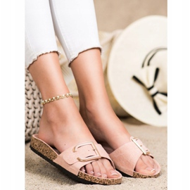 Anesia Paris Pantuflas casuales de gamuza rosado 3