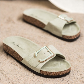 Anesia Paris Pantuflas casuales de gamuza verde 2