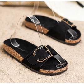 Anesia Paris Pantuflas casuales de gamuza negro 2