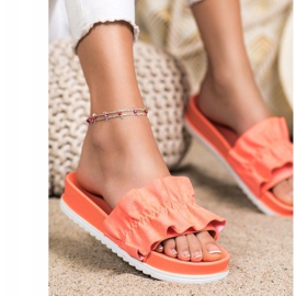 SHELOVET Zapatillas de coral en la plataforma naranja rosado 3