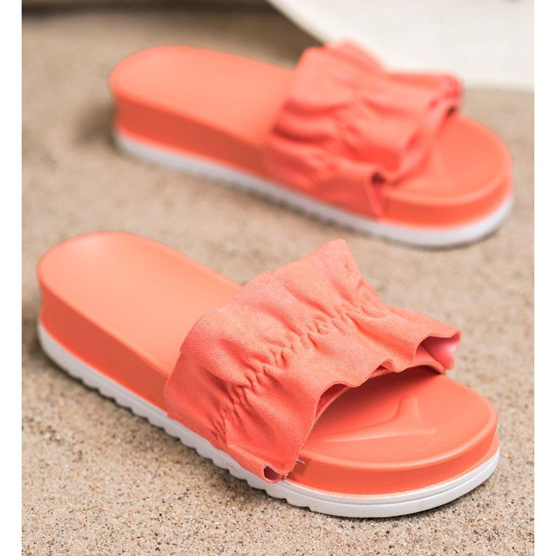 SHELOVET Zapatillas de coral en la plataforma naranja rosado 1