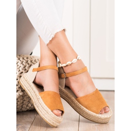 Bestelle Alpargatas con punta abierta beige marrón 2