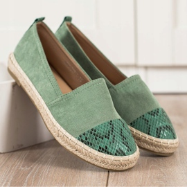 Bestelle Alpargatas Con Inserción De Estampado De Serpiente verde 1