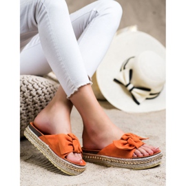 SHELOVET Zapatillas casa con alpargatas con lazo naranja 2