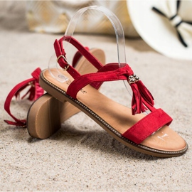 Groto Gogo Sandalias rojas con flecos rojo 1
