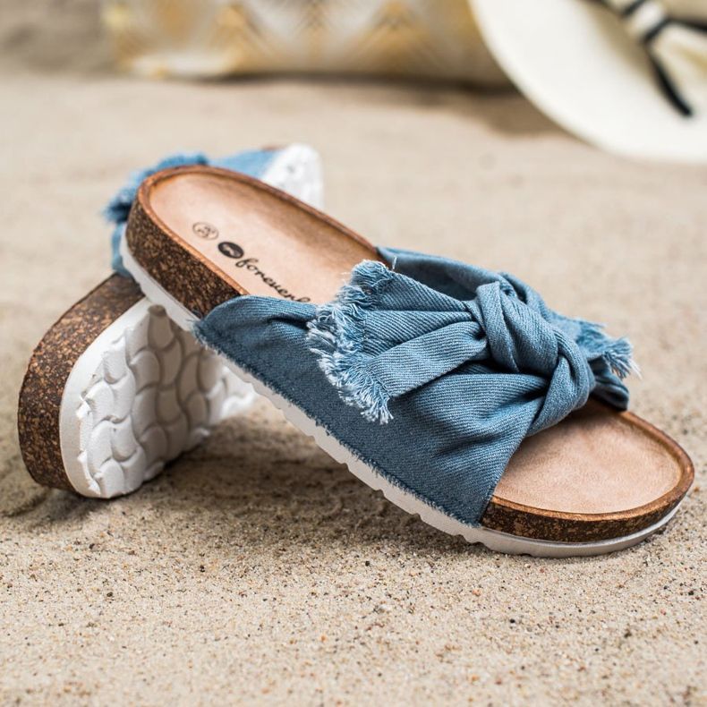 Forever Folie Cómodas pantuflas textiles azul 1 Forever Folie Cómodas pantuflas textiles azul 1