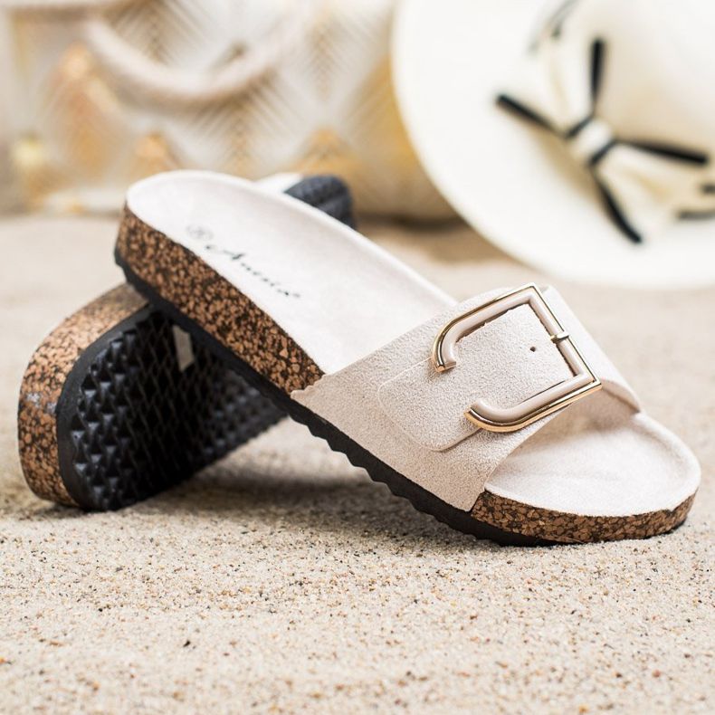 Anesia Paris Pantuflas casuales de gamuza beige 1