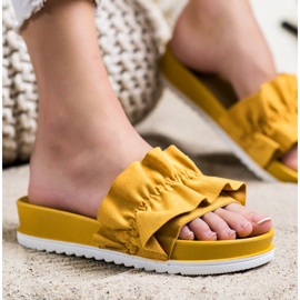SHELOVET Zapatillas mostaza en la plataforma amarillo 2