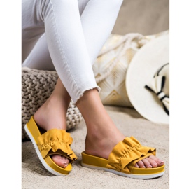 SHELOVET Zapatillas mostaza en la plataforma amarillo 3