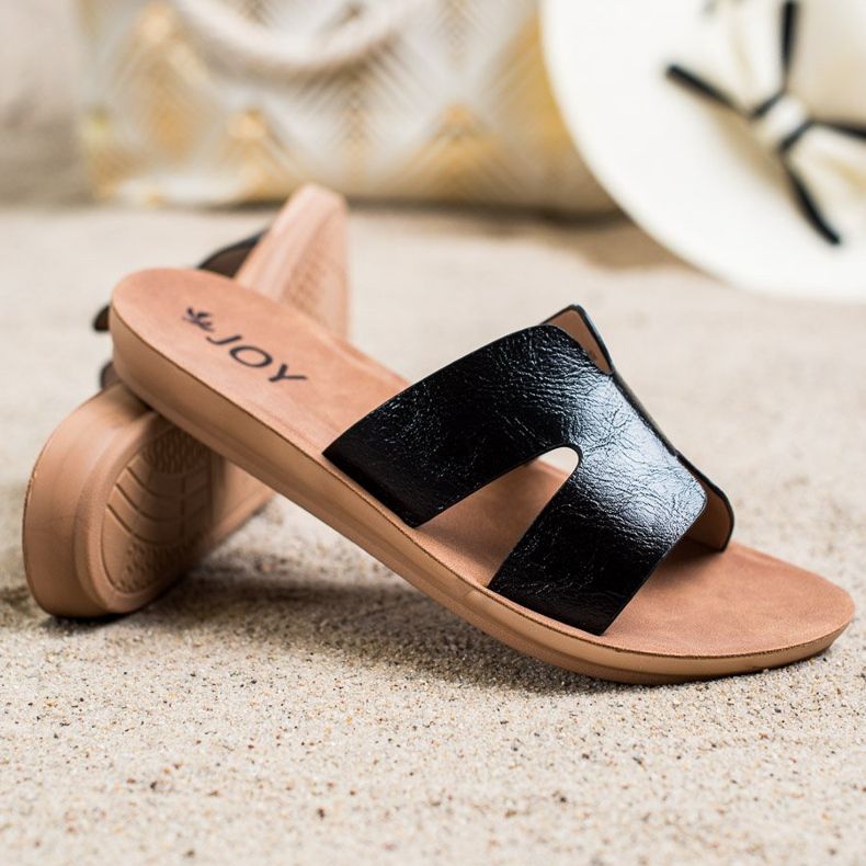 SHELOVET Zapatillas de cuero ecológico negro 1